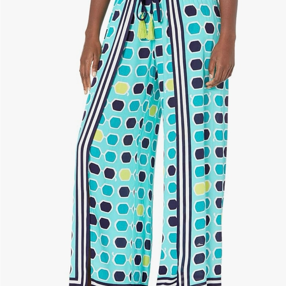 Trina Turk Made in the Shade Split Leg Coverup - Teal and Yellow